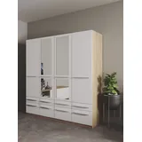 Priess Kleiderschrank PRIESS "Schrank Garderobe Wäscheschrank Barcelona in 5 Breiten", weiß (eichefarben artisan, weiß), B:185cm H:193cm T:54cm, Holzwerkstoff, Schränke, Kleiderschrank, viel Stauraum, geräumige Schubkästen, mit Spiegel, MADE IN GERMANY