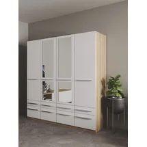 Priess Kleiderschrank PRIESS "Schrank Garderobe Wäscheschrank Barcelona in 5 Breiten", weiß (eichefarben artisan, weiß), B:185cm H:193cm T:54cm, Holzwerkstoff, Schränke, Kleiderschrank, viel Stauraum, geräumige Schubkästen, mit Spiegel, MADE IN GERMANY