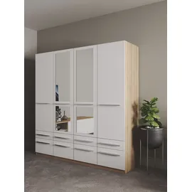 Priess Kleiderschrank PRIESS "Schrank Garderobe Wäscheschrank Barcelona in 5 Breiten", weiß (eichefarben artisan, weiß), B:185cm H:193cm T:54cm, Holzwerkstoff, Schränke, Kleiderschrank, viel Stauraum, geräumige Schubkästen, mit Spiegel, MADE IN GERMANY