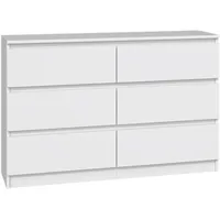 Selsey Kommode mit sechs Schubladen, Weiß, 120 cm