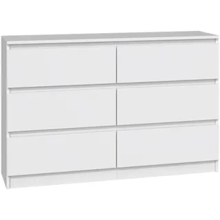 Selsey Kommode mit sechs Schubladen, Weiß, 120 cm -
