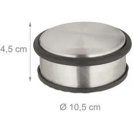 Relaxdays Türstopper 2er Set, HxD 4,5 x 10,5 cm, flach & schwer, rutschfest, Türzuschlagbremse Edelstahl, silber/schwarz