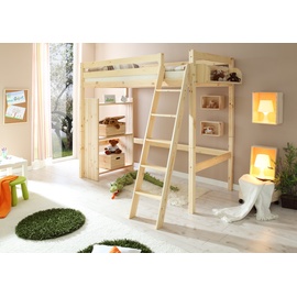 TICAA Hochbett Matthias 90 x 200 cm Kiefer massiv natur