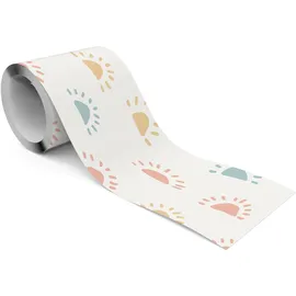 Muralo - Selbstklebende Bordüre - Tapetenbordüre Wandbördure - Dekorative Wandtatto für Wände, Möbel, Decken, Tapeten, Wandverkleidungen, Türen - Pastellfarbene Sonne - Br.10cm x Hö.300cm