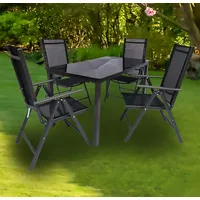 VCM 5-tlg Gartenmöbel Set Sitzgruppe Essgruppe 1xTisch, 4x Stühle