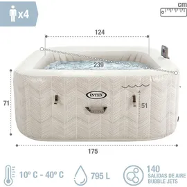 Intex PureSpa Chevron Deluxe Square 211 x 71 cm Creme