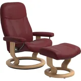 Stressless Stressless® »Garda«, (Set, Relaxsessel mit Hocker), mit Hocker, mit Classic Base, Größe M, Gestell Eichefarben Stressless® bordeaux BATICK,