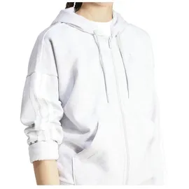 adidas Damen Kapuzensweat Essentials 3-Streifen Full-Zip Fleece, Größe M in Pink LGREYH/WHITE