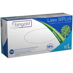 BINGOLD Latex 50PLUS Einmalhandschuhe Weiß extra stark
