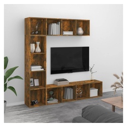 vidaXL Bücherregal 3-tlg. Bücherregal-/TV-Schrank-Set Räuchereiche 180x30x180 cm, 3-tlg. braun