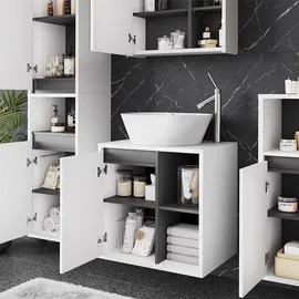 Vicco Waschbeckenunterschrank Viola Weiß/grau, 60 x 60 cm mit offenen Regalen