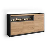 SKRAUT HOME Sideboard 156 x 80 x 37 cm Eiche Schwarz