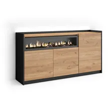 SKRAUT HOME Sideboard 156 x 80 x 37 cm Eiche Schwarz
