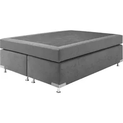 Boxspringbett "Holland", grau, B:142cm L:201cm, Microvelours (100% Polyester), WESTFALIA SCHLAFKOMFORT, Komplettbetten, Boxspringbett, ohne Kopfteil, frei im Raum stellbar