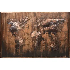 Harms Import Garden Pleasure Wandbild 3D Weltkarte braun, Metall