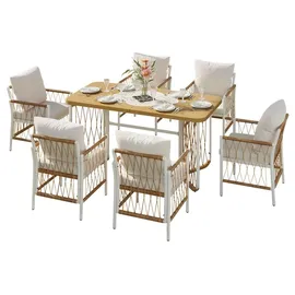 gl store Gartenmöbel-Set 7-tlg. Beige/Naturfarbe