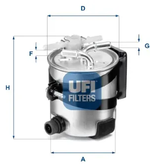 UFI Kraftstofffilter 5541800 Filtereinsatz 125mm GewindemaßM10 für RENAULT