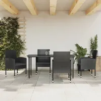 VidaXL 5-tlg. Garten-Essgruppe Schwarz Poly Rattan und Stahl