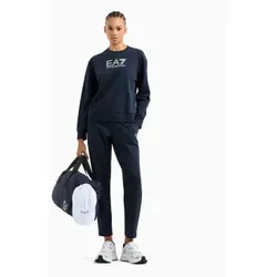 EA7 für Damen. 7W000115_AF13135 Marineblauer Trainingsanzug aus Stretch-Baumwolle (XL), Lässig, Sportlich, Multisport, Langarm