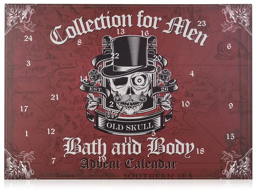 Preisvergleich Produktbild ACCENTRA Adventskalender OLD SKULL, in Retro Style rot