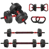 TEENO 6-in-1 verstellbares Hantel-Set, 15 kg, Kugelhanteln, Langhanteln, Liegestütz-Rack, für Zuhause, Fitnessstudio, Schule, Hantel-Sets für Männer/Frauen, Gewichte-Set für Männer/Frauen