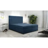 Kontinentales Bett 180x200 cm für Schlafzimmer Dream 180 Bonellfedern 2x Bettzeugkasten Blau Monolith 77 - Blau