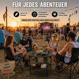 BigDean Camping Set 4x Campingstühle + 1x Campingtisch Schwarz