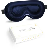 townsslik 3D Schlaf-Augenmaske, doppelseitige 19mm luxuriöse Maulbeerseide,keine Beeinträchtigung der Wimpern,bequem für die Augen, verstellbarer Schultergurt,Schöne Geschenke,navyblue
