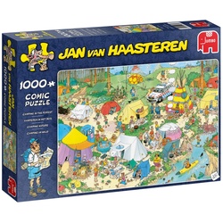 Jumbo Spiele Puzzle 19086 Jan van Haasteren Camping im Wald, 1000 Puzzleteile bunt