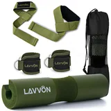 Langhantel Polster Set - Hip Thrust Pad Polster für Langhantelstange - Hantel Nackenpolster, Polsterung für Squats, Booty Training, Gym Fitness - mit Knöchelriemen, Zughilfen für Krafttraining