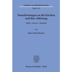 Staatsleistungen An Die Kirchen Und Ihre Ablösung. - Hans-Jochen Brauns, Kartoniert (TB)