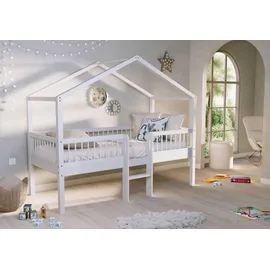Vipack Hausbett Forrest 90 x 200 cm Buche massiv lackiert weiß
