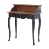 DESIGN DELIGHTS Vintage MASSIVHOLZ SEKRETÄR Napoleon | 80x92x40cm (BxHxT), Mahagoni, Shabby Style Konsolentisch | Schreibtisch im Vintage Stil | Farbe: 04 schwarz-Natur