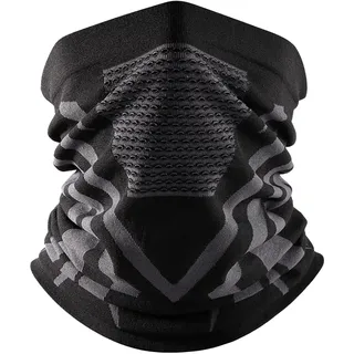 1pcs Schlauchschal,Halbe Sturmhaube,Fahrrad Maske Winter,Halstuch Herren,Fahrrad Halstuch,Motorrad Halstuch Gesichtsmaske,Atmungsaktive Sturmmaske,für Laufen,Fahrt,Ski,Herren Damen-Schwarz Grau - Einheitsgröße