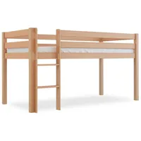 Betten-ABC Bubema Sam – Kinder Hochbett, Buche massiv, mit oder ohne Rutsche, natur oder weiß lackiert
