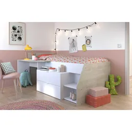 Parisot Hochbett Milky 90 x 200 cm Holz weiß-grau