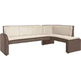 exxpo - sofa fashion Cortado, elegant und modern mit hohem Sitzkomfort", braun (braun, creme), B:157cm H:89cm T:244cm, Sitzbänke, Essbank, hohe Bodenfreiheit, schöne Detailverarbeitung, wahlweise Lederbezug