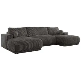 MKS Meble Ecksofa RINA U-Form Cord 3-Sitzer Grau