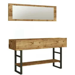 Dmora Konsolentisch Dmarfell, Ausziehbarer Mehrzwecktisch, Eingangskonsole, Regal mit Erweiterungen, 139x43h76 cm, Eiche