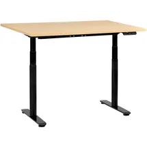 Beliani Schreibtisch Hellbraun u. Schwarz Melamin 120x60cm Elektrisch Höhenverstellbar Rechteckig USB Metallgestell Modern Büro Steh-sitz Stehtisch