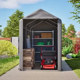 Thanaddo Gerätehaus Garagenzelt Carport Folienzelt Gartenschuppen Fahrradgarage Lagerzelt Aufbewahrungsgarage Auto Motorrad Schutz Unterstand 100x187x160cm - Grau