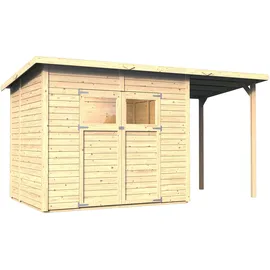 BERTILO Amrum 3 3,86 x 1,8 m natur inkl. Anbaudach