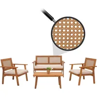 MCW Garten-Garnitur MCW-N46, Lounge-Set Gartenlounge Bank Sessel Tisch, Holz