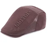 CHENNUO Verstellbar Schiebermütze Sommer Herren Flatcap Beret Baumwolle Kappe Schirmmütze (Braun) - 55-60