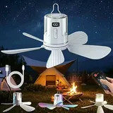 Deckenventilator mit Beleuchtung Camping,Aufladbar Deckenventilator mit Licht und Fernbedienung,USB,Timer,Kleiner Deckenventilator mit Akku Camping für Outdoor Außenbereich,Pavillon (40cm-10800mAh)