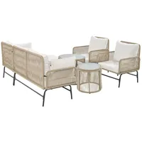 XDOVET Gartenlounge-Set,Gartenmöbel-Set,Mit Eisenrahmen und beigem Seil,Gartenmöbel aus gewebtem Seil,Zwei