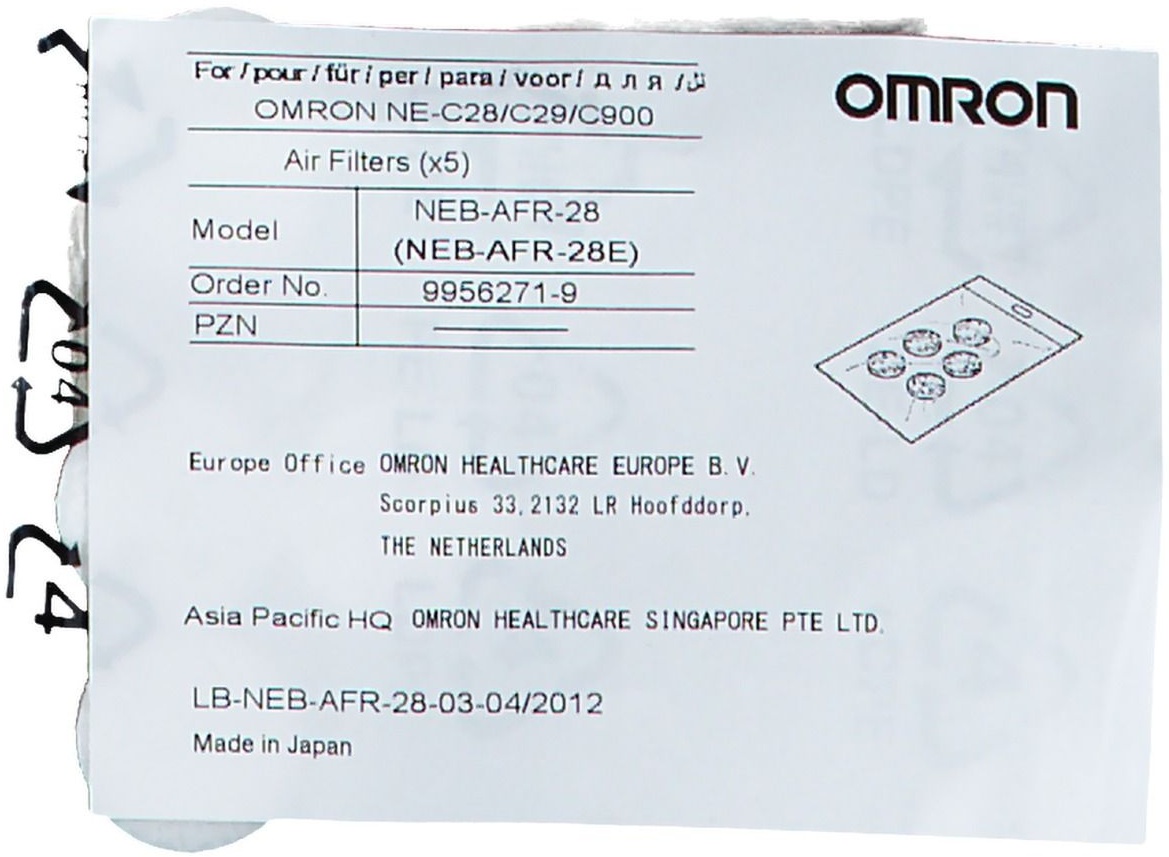 Omron Filtre à air pour nébuliseur Omron C28/C29 5 pc(s) Filtre