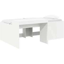 vidaXL Hochbett mit Schreibtisch 75 x 190 cm Holz weiß