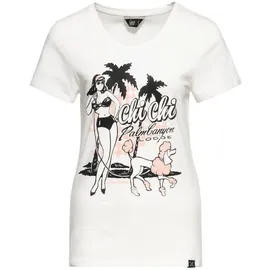 Queenkerosin Print-Shirt Chi Chi Beach Poodle (1-tlg) mit vintage Front Print weiß XS