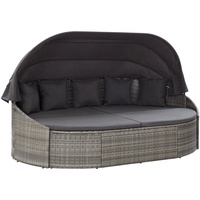 The Living Store Outdoor-Loungebett mit Dach Grau